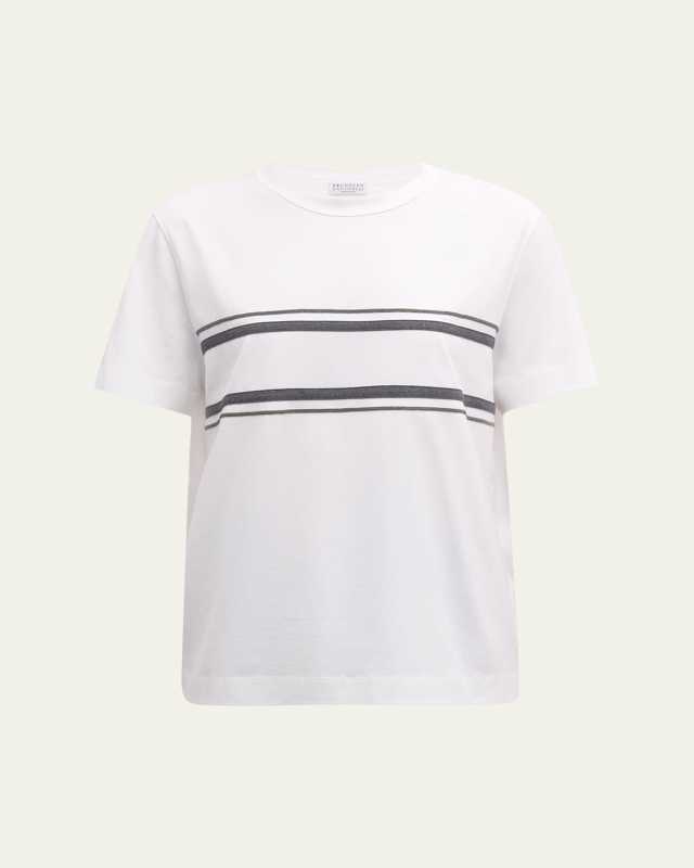 Contrast Stripe And Monili Jersey T-Shirt